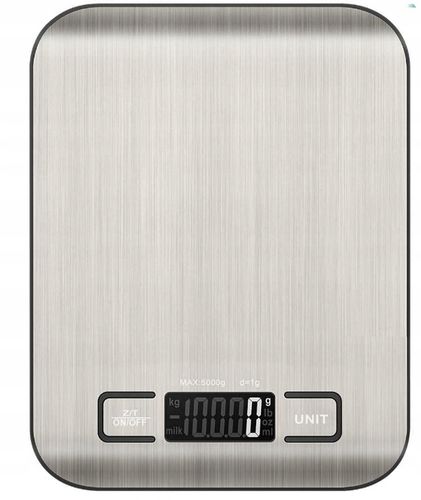 WAGA KUCHENNA elektroniczna precyzyjna WAGA wyświetlacz LCD 5000g SREBRNA na Arena.pl