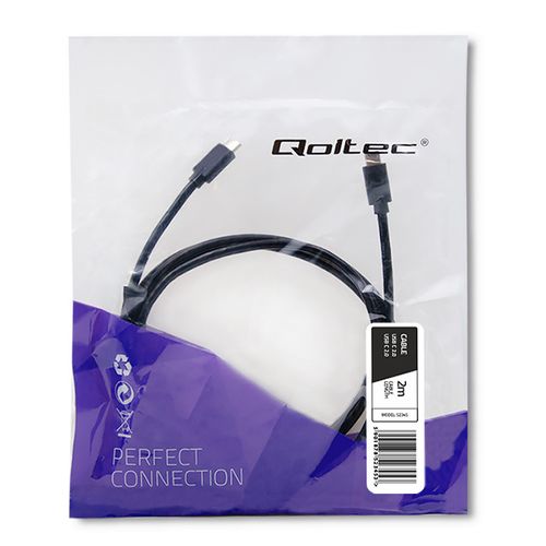 Qoltec Kabel USB 2.0 typ C męski | USB 2.0 typ C męski | 2m | Czarny na Arena.pl