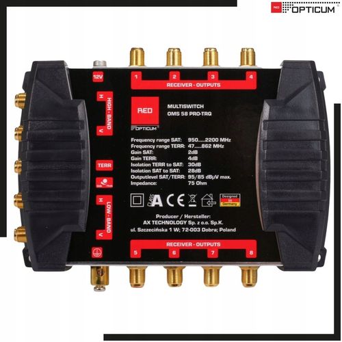 MULTISWITCH OPTICUM OMS 5/8 PRO TRQ 5 WEJŚĆ 8 WYJŚĆ SAT NAZIEMNA DVB T na Arena.pl