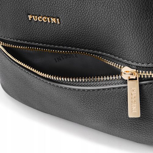 Plecak Dwukomorowy Damski PUCCINI Ze Skóry Ekologicznej Czarny na Arena.pl