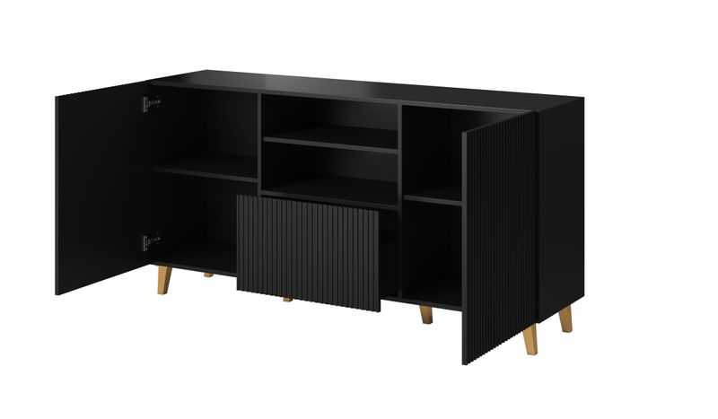 Komoda Pafos 150 cm frezowany front czarny mat zdjęcie 2