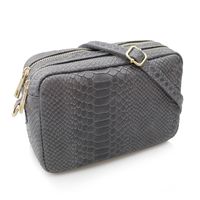 VERA PELLE torebka skórzana kroko listonoszka z paskiem V401 c.szara