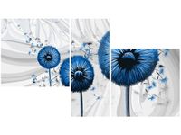90CM 50CM 3 ELEM. OBRAZ NIEBIESKIE DMUCHAWCE 3 ŚCIENNY DRUK PŁÓTNO RAMA