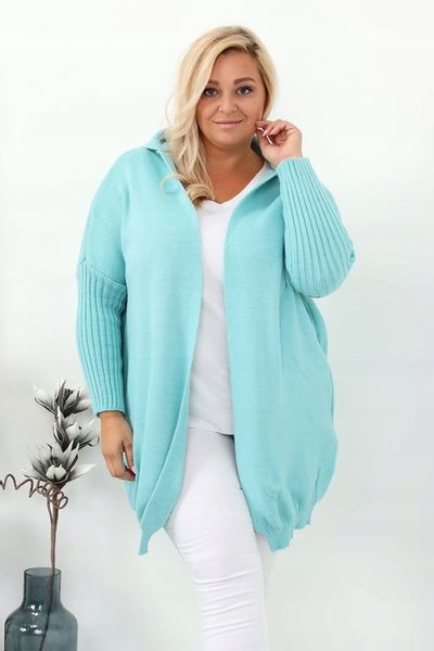 Narzutka kardigan oversize miętowa plus size zdjęcie 2