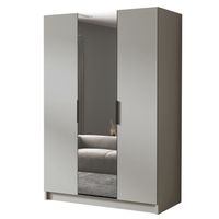 Szafa CALPE II 150 cm z lustrem-pojemna garderoba-KASZMIR+CZARNY