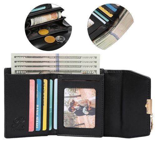 PORTFEL Damski CZARNY Mały Elegancki na Monety Karty Gotówkę Zdjęcie na Arena.pl