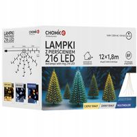LAMPKI LED Z PIERŚCIENIEM 1,8 M 216L CIEPŁY BIAŁY WEWN/ZEWN