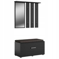 Zestaw Do Przedpokoju Szafka na buty Lustro Wieszak Półka Opal Czarny