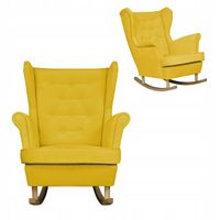 Fotel uszak Diana bujany skandynawski  żółty na biegunach