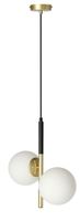 Duo lampa wisząca czarny matowy+złoty 2x15W E14 klosz biały