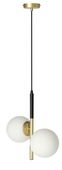 Duo lampa wisząca czarny matowy+złoty 2x15W E14 klosz biały