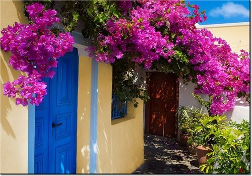 100 70CM OBRAZ PŁÓTNO GRECKI DOMEK PŁÓTNO RAMA na Arena.pl