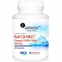 Aliness KRILL Oil NKO Omega 3 z astaksantyną OLEJ Z KRYLA 500mg 60 kapsułek