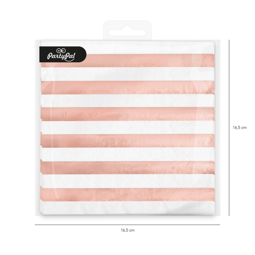 Serwetki białe rose gold paski 10szt na Arena.pl