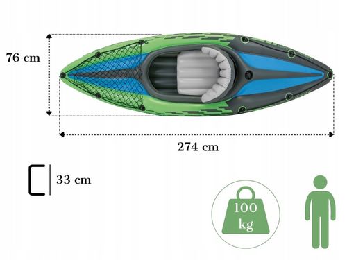 Kajak 1os. Challenger K1 Intex 68305 Pompka Wiosło na Arena.pl