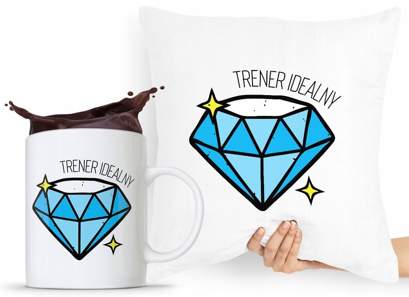 Zestaw Poduszka + Kubek Prezent Dla Trenera Z Nadrukiem Ze Zdjęciem zdjęcie 1