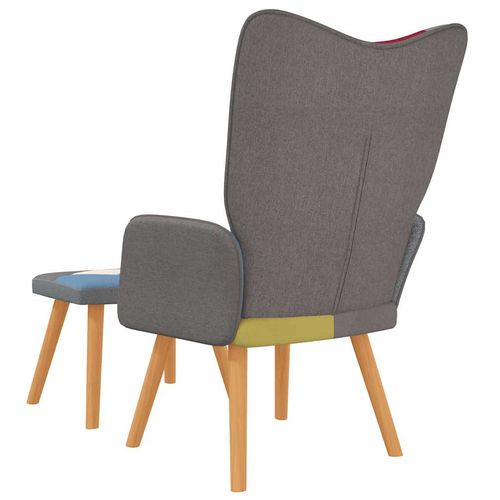 Fotel z podnóżkiem, patchwork, obity tkaniną na Arena.pl