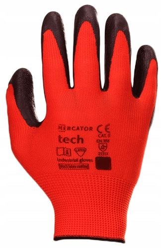rękawice robocze mercator tech red+black latex - xl - 1 para na Arena.pl