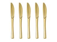 Jednorazowe noże plastikowe, złote, 10 szt.