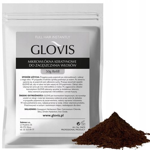 Saszetka GLOVIS 50g - Ciemny Brąz - Dark Brown Maskowanie Przerzedzeń Wł. na Arena.pl