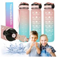 Butelka Na Wodę Dla Dzieci Bidon Z Uchwytem Słomką Miarką Na Siłownię 1000