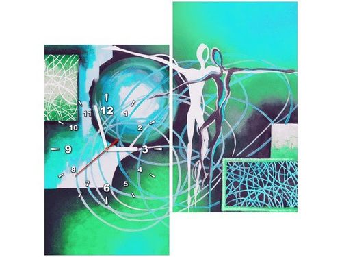 60X60 KWADRAT ZEGAR ŚCIENNY ABSTRAKCYJNY TANIEC ZIELENI OBRAZ na Arena.pl