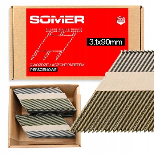 GWOŹDZIE DO GWOŹDZIARKI ŁĄCZONE PIERŚCIENIOWE 3,1X90MM 2200 SZTUK na Arena.pl