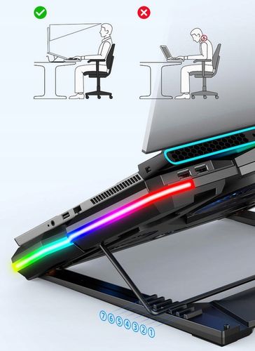 PODSTAWKA PODKŁADKA CHŁODZĄCA POD LAPTOPA PODŚWIETLANA + UCHWYT NA TELEFON na Arena.pl