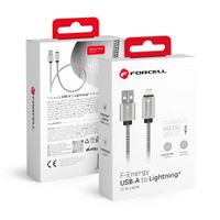2 x FORCELL F-ENERGY Metal C236 kabel USB A do Lightning 2,4A 12W 1 m srebr