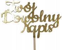 ZŁOTY TOPPER NA TORT NA URODZINY CHRZEST ŚWIĘTY DOWOLNY NAPIS ZŁOTE LUSTRO