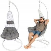 FOTEL KOKON OGRODOWY fotel wiszący na BALKON taras ogród + PODUSZKI Goliat