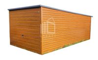 GARAŻ BLASZANY 3m x 5m poziom - spad tył  Brama uchylna - drewnopodobny 3x5