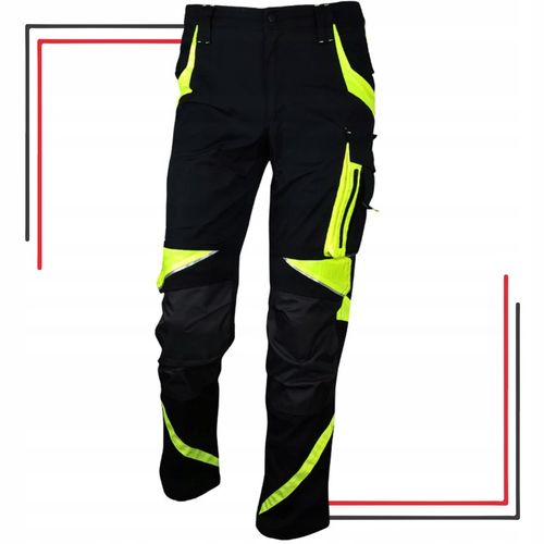 Spodnie ROBOCZE męskie BHP mocne ELASTYCZNE stretch spandex ODBLASKOWE NEON na Arena.pl
