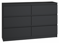 Komoda 6 Szuflad 120 cm Czarna MALWINA TS - 4 Kolory