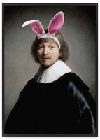 Plakat króliczek uszy rembrandt 21x30 cm w czarnej ramie