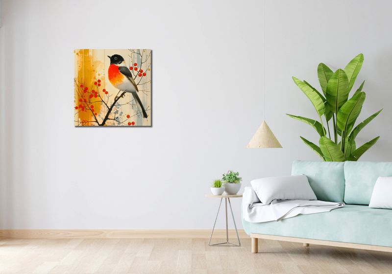 Obraz 60x60cm Jesienny Rudzik zdjęcie 2