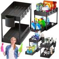 Organizer  kuchenny  wysuwany do szafki dwupoziomowy pod zlew półka stojak
