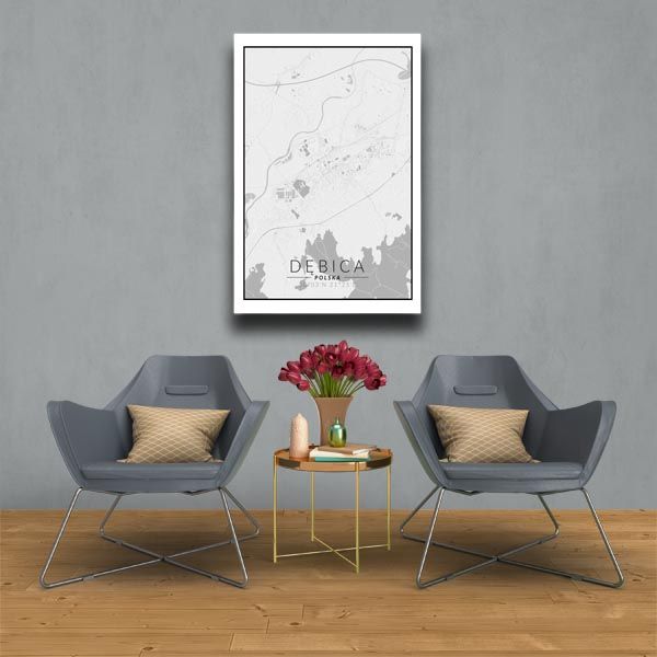 Dębica mapa czarno biała - obraz na płótnie 70x100 cm zdjęcie 2