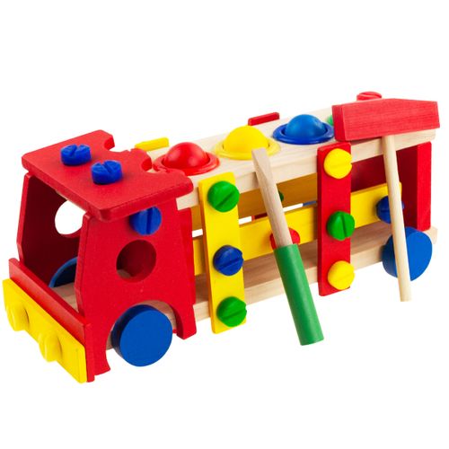 DREWNIANE AUTO DUŻY SAMOCHÓD KLOCKI MŁOTEK na Arena.pl