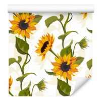 Tapeta do jadalni słoneczniki liście kwiaty natura