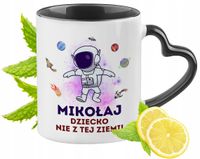 Kubek Czarny Z Uszkiem W Kształcie Serca Dla Mikołaja Idealny Na Prezent