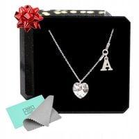 Naszyjnik SREBRNY serce SWAROVSKI dowolna LITERKA łańcuszek srebro 925