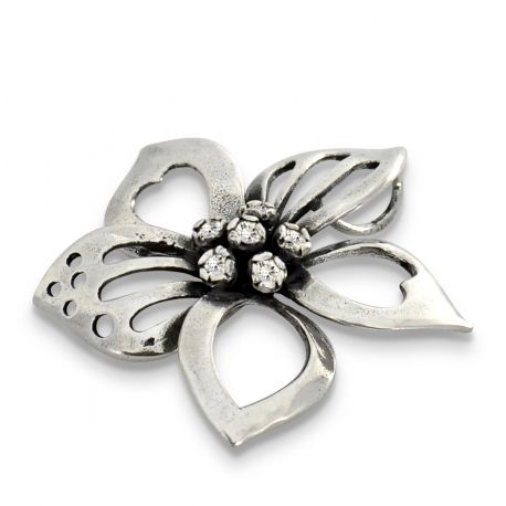 SREBRNY KOMPLET DUŻE KWIATY OKSYDOWANE SREBRO PRÓBY 925 zdjęcie 2