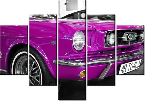 70 100CM OBRAZ 5 ELEM RÓŻOWY MUSTANG DRUK PŁÓTNO na Arena.pl