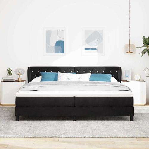 Łóżko Box Spring z materacem  Czarne 200x200 cm Aksamit na Arena.pl