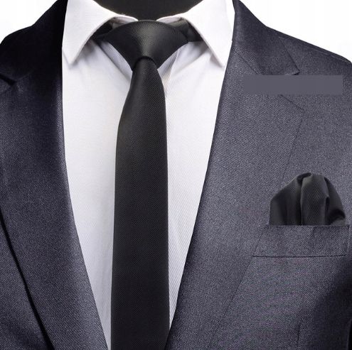 KRAWAT męski + POSZETKA czarna na Arena.pl