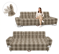 Kanapa sofa rozkładana f spania reg zagłówek pleciona beż Savio 3 os Family