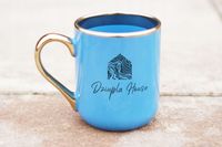 kubek różowy ze złotym uchem i rantem z TWOIM DOWOLNYM NADRUKIEM kreator