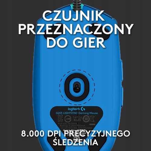 Mysz przewodowa Logitech G203 Lightsync niebieska na Arena.pl