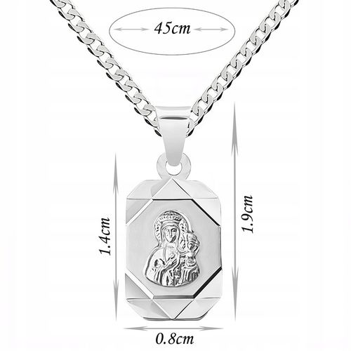 Łańcuszek srebrny Medalik komunijny MATKA BOSKA na Komunię czy Chrzest 45cm na Arena.pl